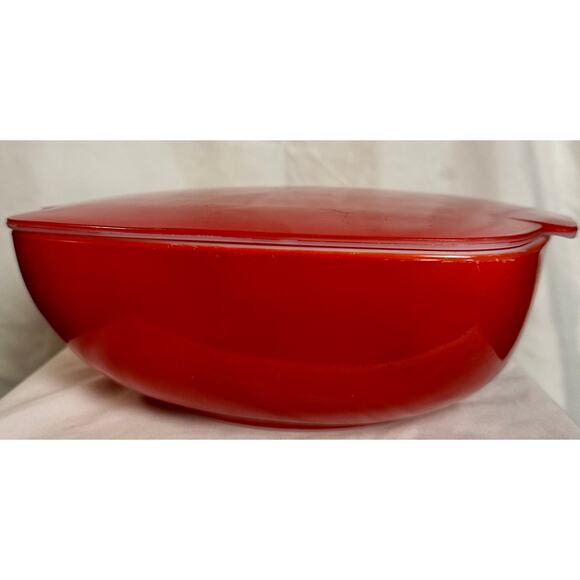 Mid-Century PYREX 525B 2 1/2 Qt. Red Hostess Bowl Square Dish with Lid c.1950s - Picture 1 of 10